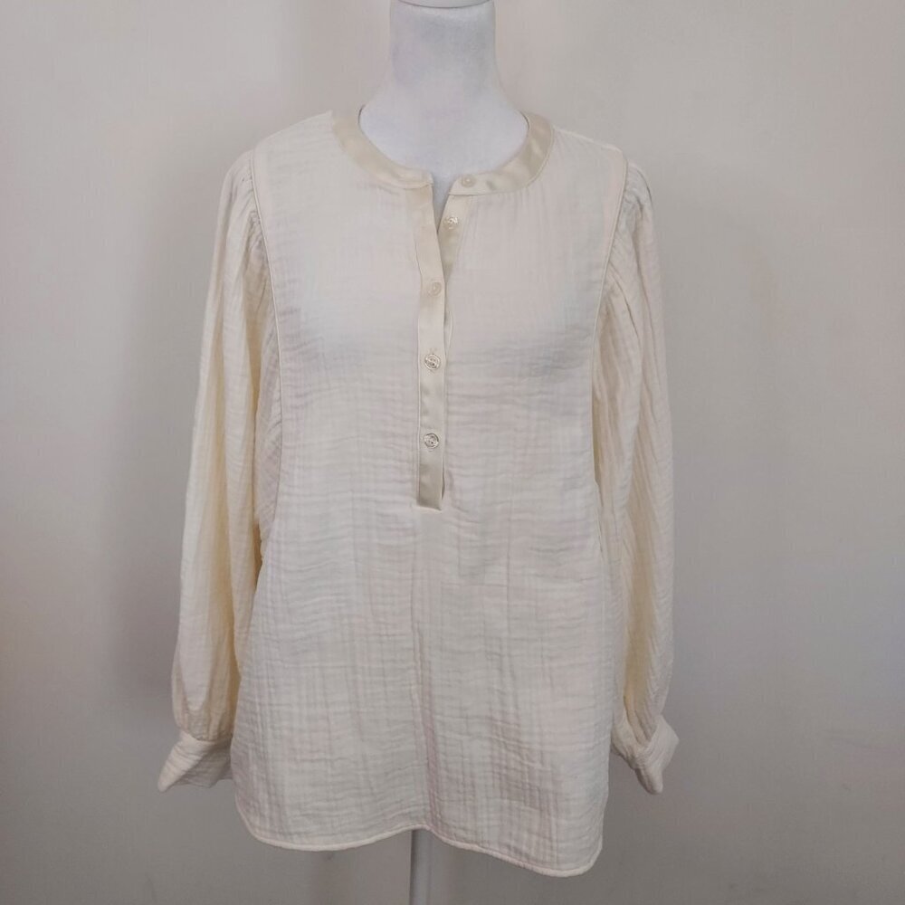 S'Edge Gauze Long Sleeve Cream Top Size Large